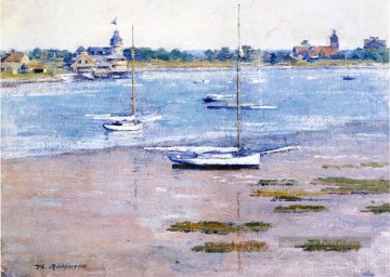 Paysage du quai œuvres - Marée basse impressionnisme Bateau Théodore Robinson